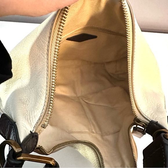 FOSSIL Leather Purse, Tote Bag, Cream, Brown & Black VINTAGE EUC - Picture 7 of 9